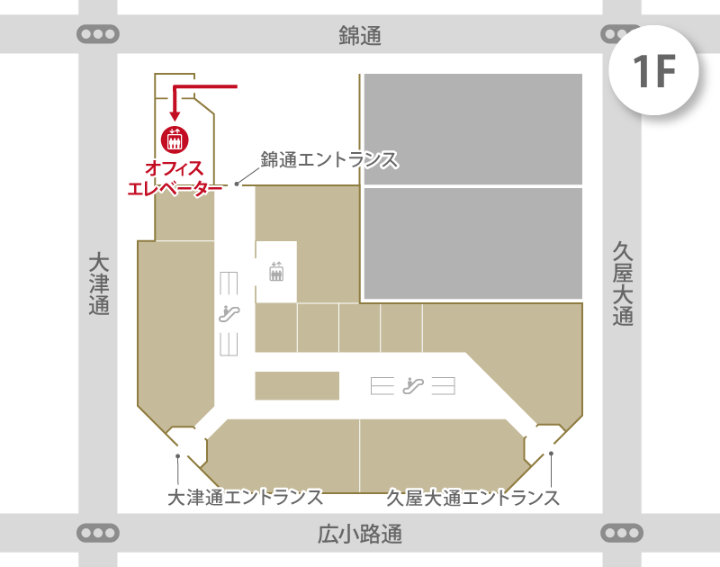 にしたんARTクリニック名古屋栄院へ駅から徒歩で向かう道順を説明した画像